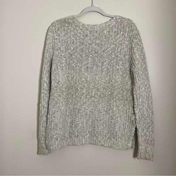 Lucky Brand Knit Oatmeal Sweater Size Large Boho Neutral Side Lace Casual - Picture 5 of 7